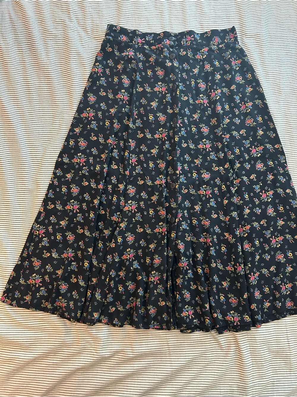 Women's Navy Floral Midi Skirt